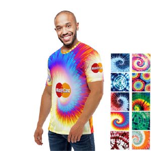 Mens Tie Dye Crew Neck T-shirt with Sublimation Print | Promotional clothing