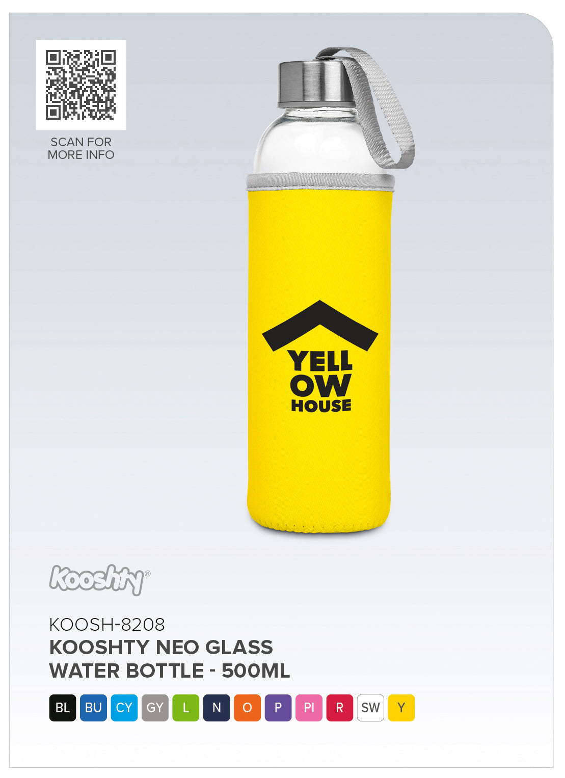 Kooshty Neo Glass Water Bottle - 500ml - Image 4